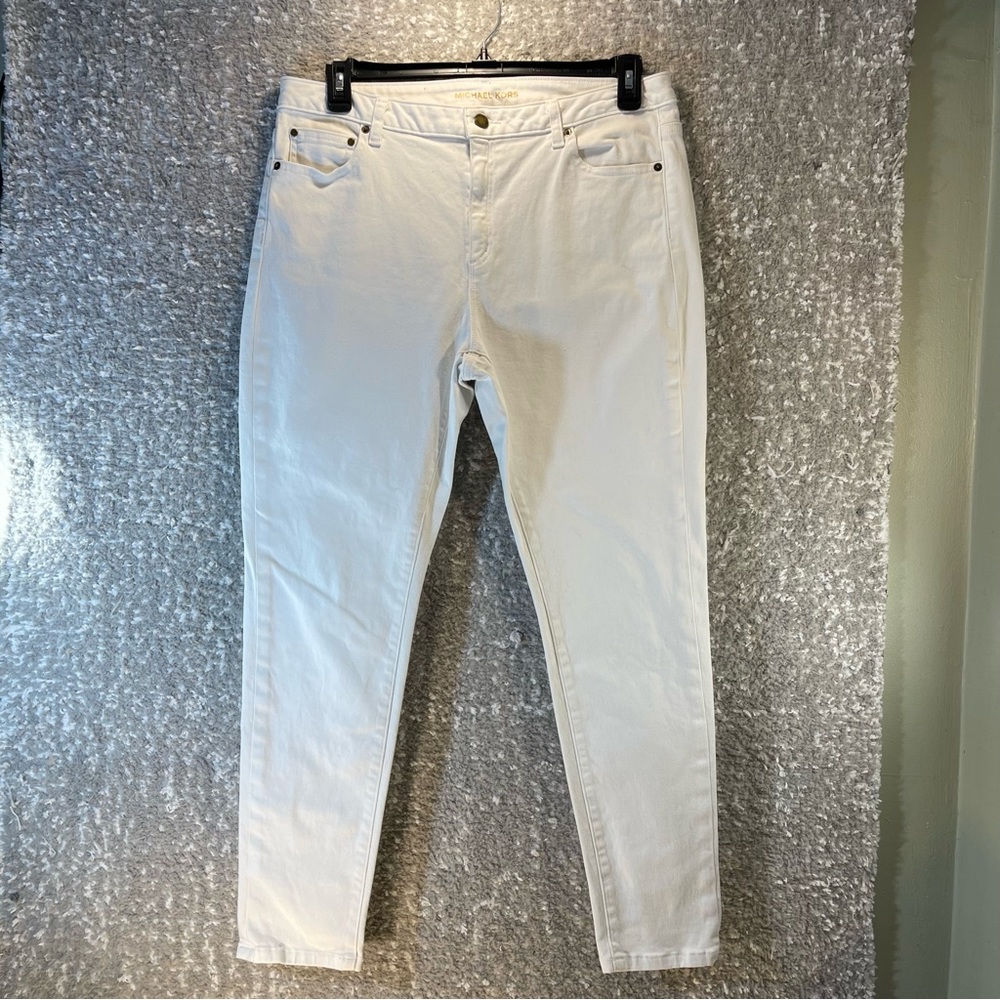 Michael Kors Selma Skinny Jeans White Women's Size 16 Cotton Blend See Pics